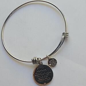 Lovethislife Silver Bangle Bracelet Family Quote Green Enamel Tree Heart Charm